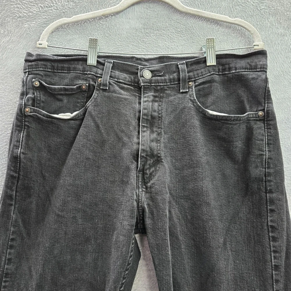 Levi's 505 Men Jeans 36X32 Black Regular Fit Straight Mid Rise‎ Cotton Elastane